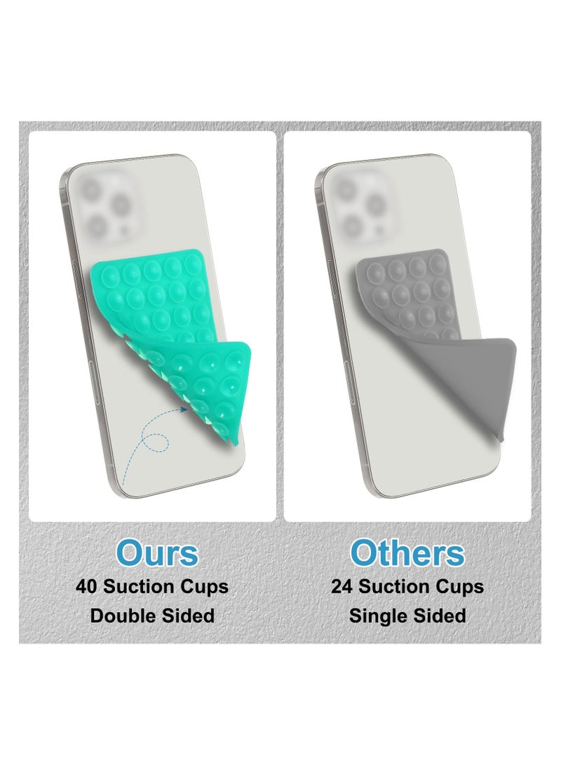 40 silicone suction cup phone cases, double-sided installation, hands-free grip for phone accessories, suitable for selfies and videos, square double-sided silicone phone holder, suitable for iPhone and Android light green - Image 2