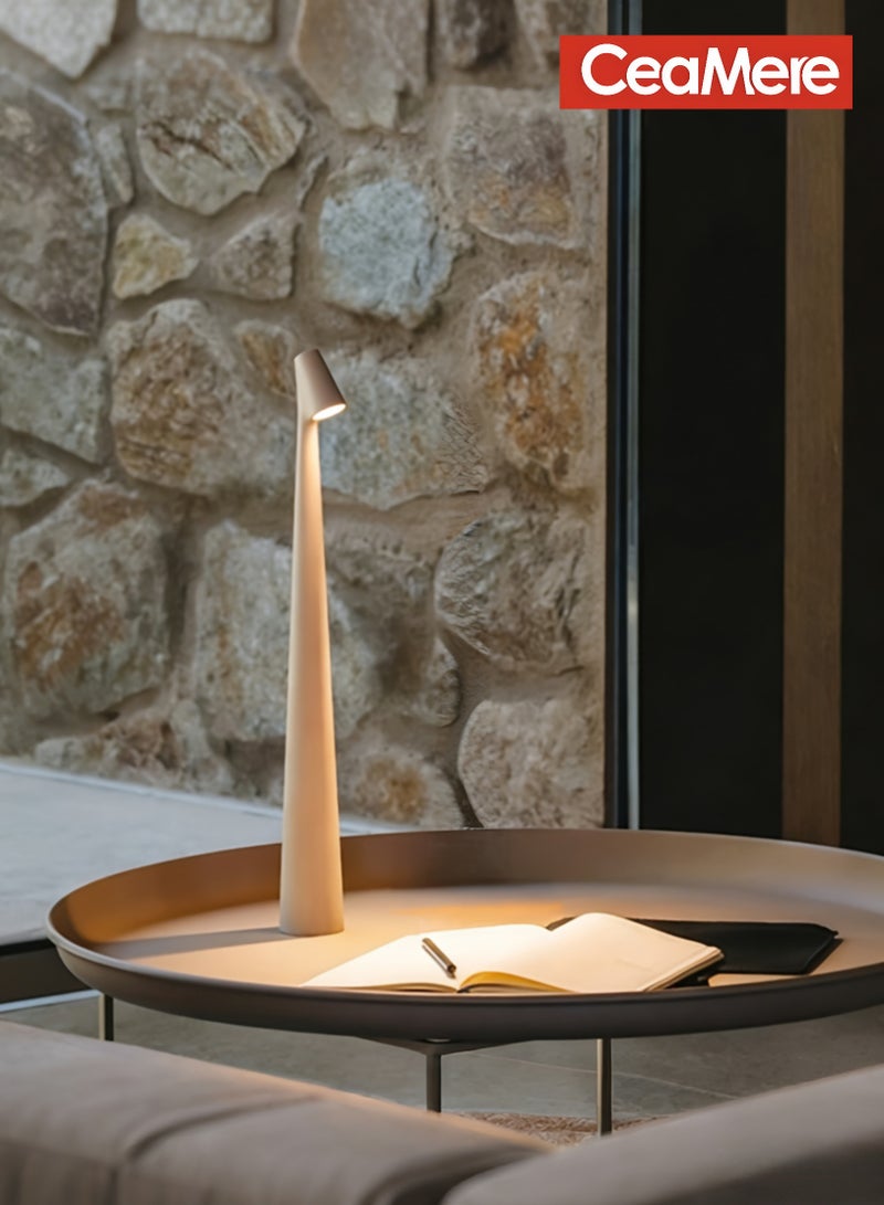 سِيمِير مصباح طاولة LED محمول، مصباح طاولة LED يعمل باللمس، مصباح طاولة بتصميم عصري، مصباح طاولة LED قابل لإعادة الشحن لتزيين المنزل (أبيض) - Image 1