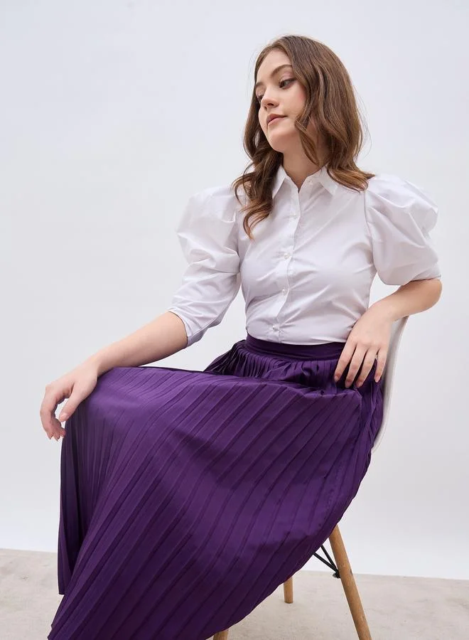 Styli Styli Pleated Midi A-Line Skirt