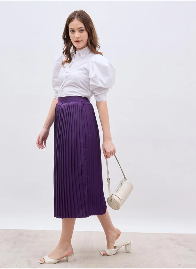 ستايلي Styli Pleated Midi A-Line Skirt