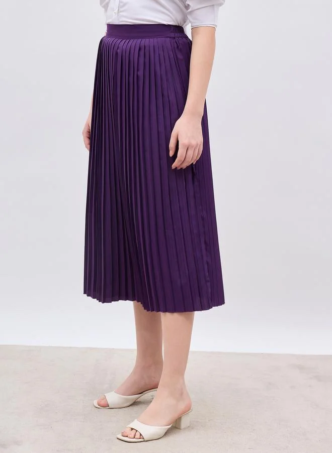Styli Styli Pleated Midi A-Line Skirt