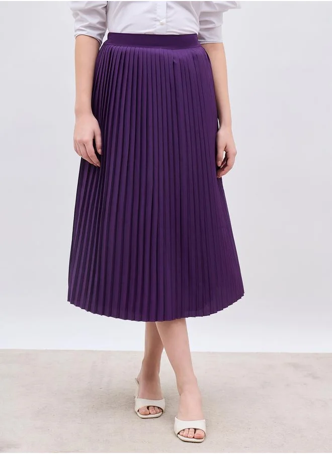 ستايلي Styli Pleated Midi A-Line Skirt