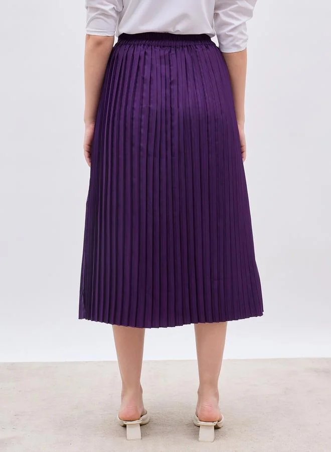 Styli Styli Pleated Midi A-Line Skirt