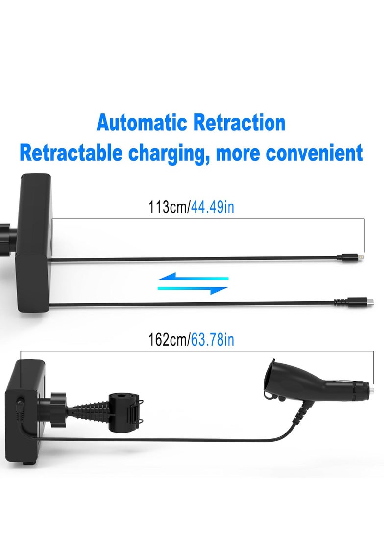 Multi Car Retractable Backseat Car Charger 5 in 1 Car Charging Station Box for Notebook/iPhone/Samsung,60W Cigarette Lighter Adapter with 1M Cable Share Ride Customer Charging Dock Attach to Headrest  - Image 4