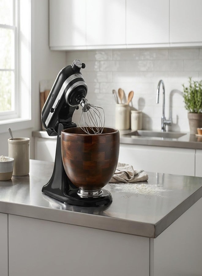 SCLWSS Premium Natural Wooden Mixing Bowl, Compatible with KitchenAid 4.5-5 QT Tilt-Head Stand Mixers, 5 QT Wooden Bowl with Stainless Steel Locking Base - Image 5