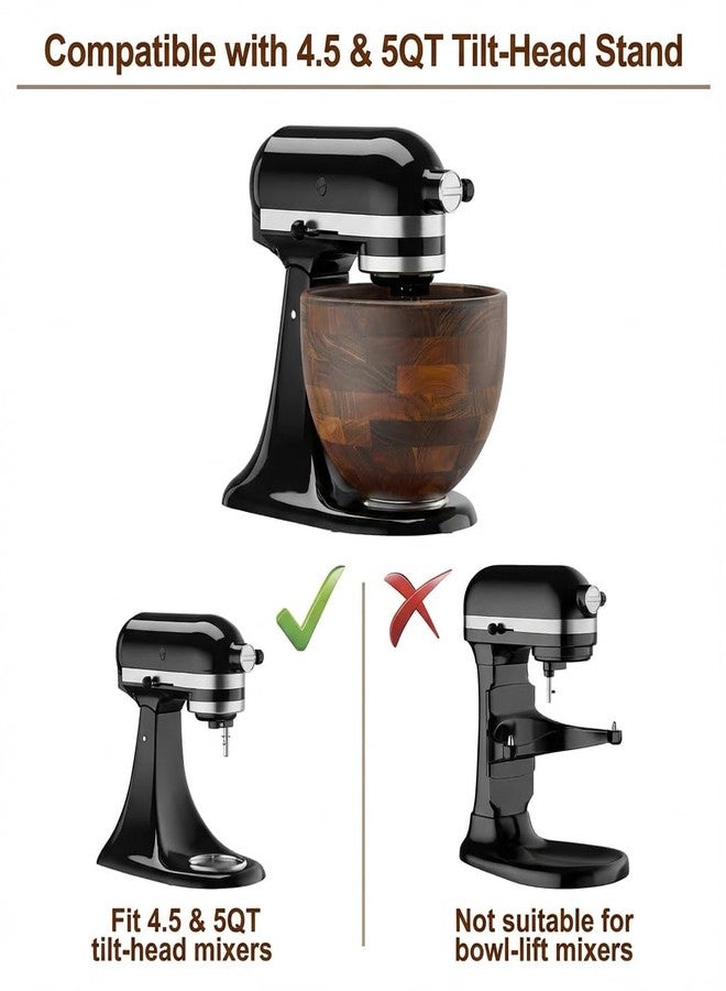 SCLWSS Premium Natural Wooden Mixing Bowl, Compatible with KitchenAid 4.5-5 QT Tilt-Head Stand Mixers, 5 QT Wooden Bowl with Stainless Steel Locking Base - Image 4