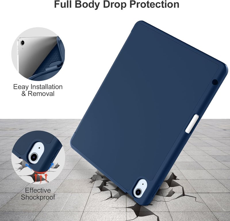 Akkerds Compatible with iPad Air 11 Inch Case 7th/6th Generation (M3/M2) 2025/2024, for iPad Air 5th/4th Generation Case 10.9 Inch 2022/2020 with Pencil Holder[Auto Sleep/Wake], Navyblue - Image 4