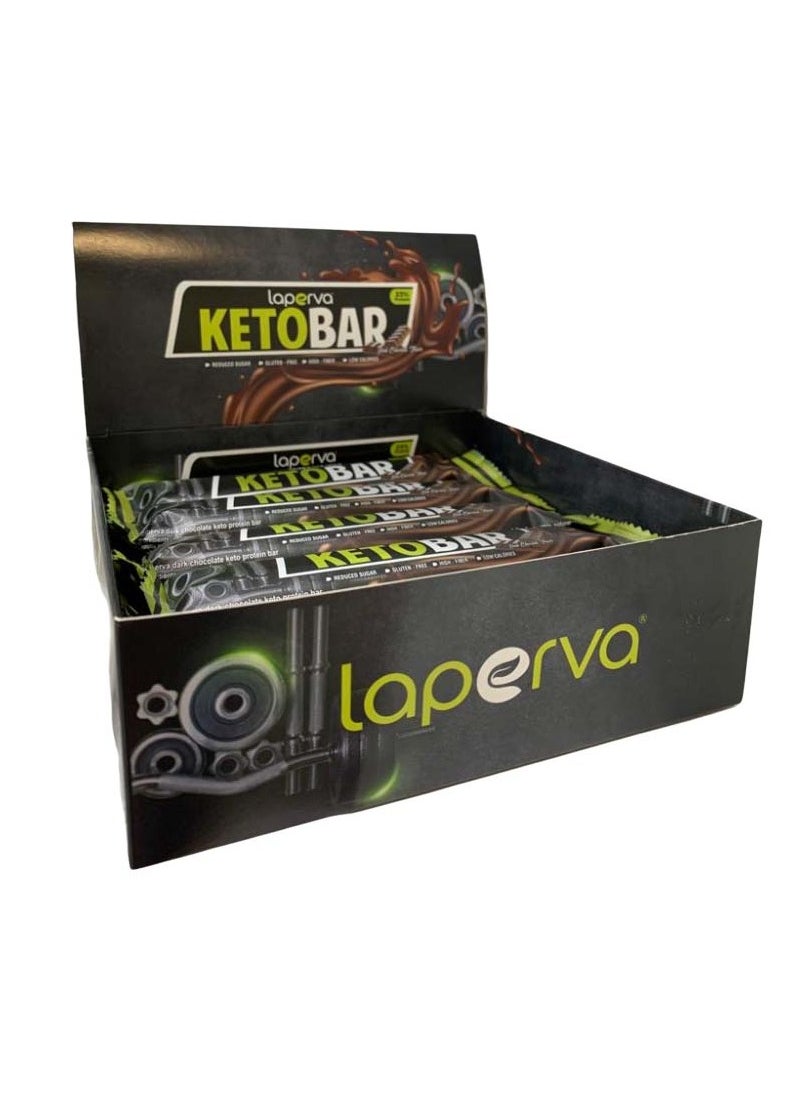 Laperva - Laperva Keto Bar - Dark Chocolate - Low Carb, High Fiber, Vegetarian-Friendly, Gluten-Free, No Added Sugar, Trans Fat-Free, and Athlete/Keto-Friendly - (Box of 20 Bars) - Image 1