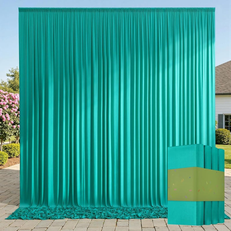 NSSONBEN 20ft x 10ft Wrinkle Free Turquoise Backdrop Curtains for Parties, Polyester Photo Backdrop Drapes 2 Panels 5x10ft for Wedding Birthday Party Photography Background - Image 1