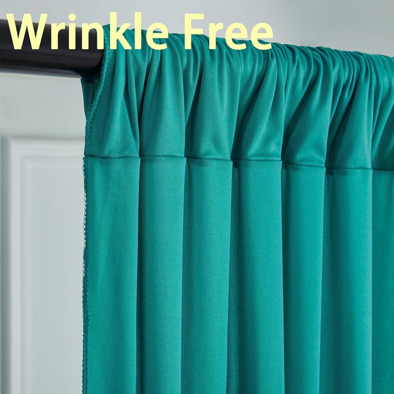 NSSONBEN 20ft x 10ft Wrinkle Free Turquoise Backdrop Curtains for Parties, Polyester Photo Backdrop Drapes 2 Panels 5x10ft for Wedding Birthday Party Photography Background - Image 3