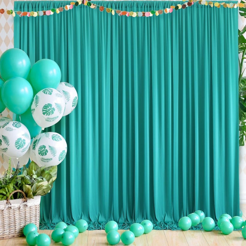 NSSONBEN 20ft x 10ft Wrinkle Free Turquoise Backdrop Curtains for Parties, Polyester Photo Backdrop Drapes 2 Panels 5x10ft for Wedding Birthday Party Photography Background - Image 4