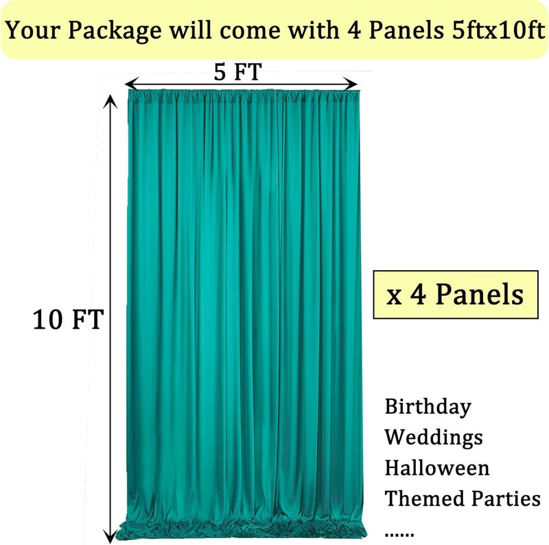 NSSONBEN 20ft x 10ft Wrinkle Free Turquoise Backdrop Curtains for Parties, Polyester Photo Backdrop Drapes 2 Panels 5x10ft for Wedding Birthday Party Photography Background - Image 2