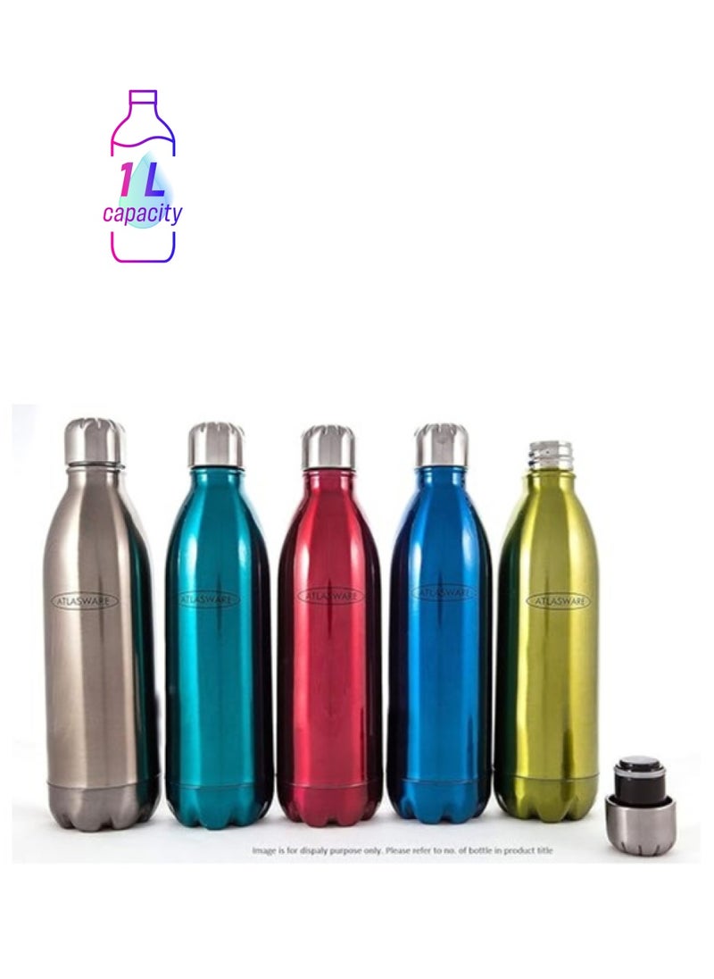 Atlasware ATLASWARE Stainless Steel Hot and Cold Vacuum Bottle, 1000 ml - Pack of 2 Pieces  - Image 1
