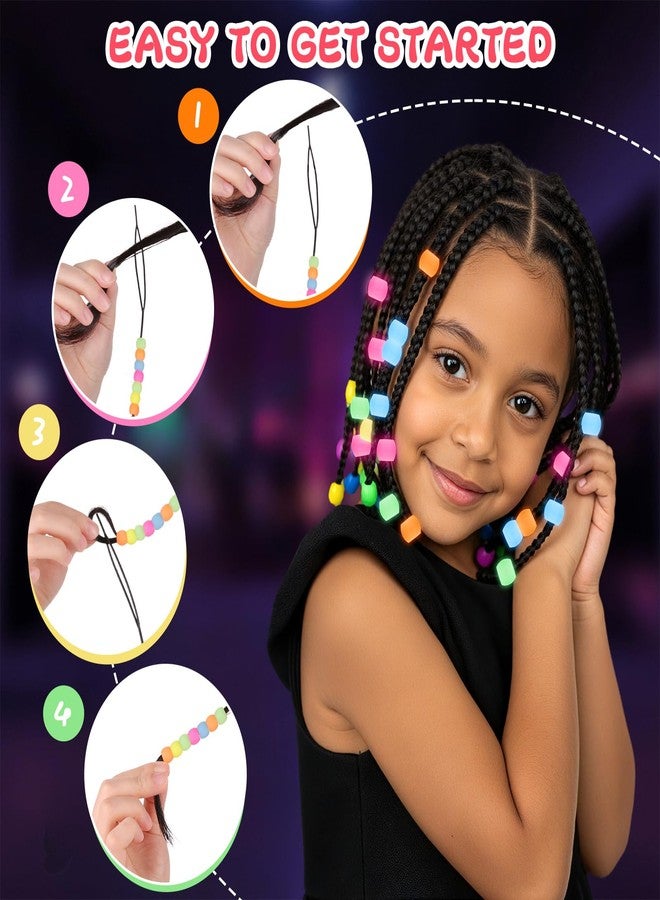 FunisFun Silicone Hair Beads Glow in the Dark 50Pcs Soft Pony Beads for Braids Cute Hair Accessories for Kids Girls Parties Daily Hairstyles (Small-50P) - Image 5