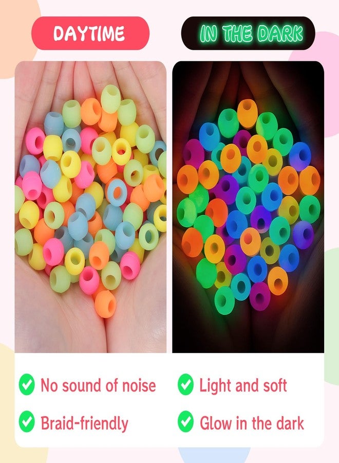 FunisFun Silicone Hair Beads Glow in the Dark 50Pcs Soft Pony Beads for Braids Cute Hair Accessories for Kids Girls Parties Daily Hairstyles (Small-50P) - Image 4