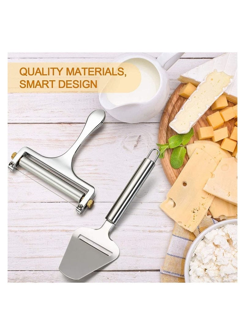 SYOSI 2 Pieces of Stainless Steel Cheese Spatula and 1 Piece of Cheese Planer Slicer Special Knife for Household Cheese Flat Cheese Slicer for Soft Semi Hard and Hard Cheese Perfect Cooking Tool  - Image 4