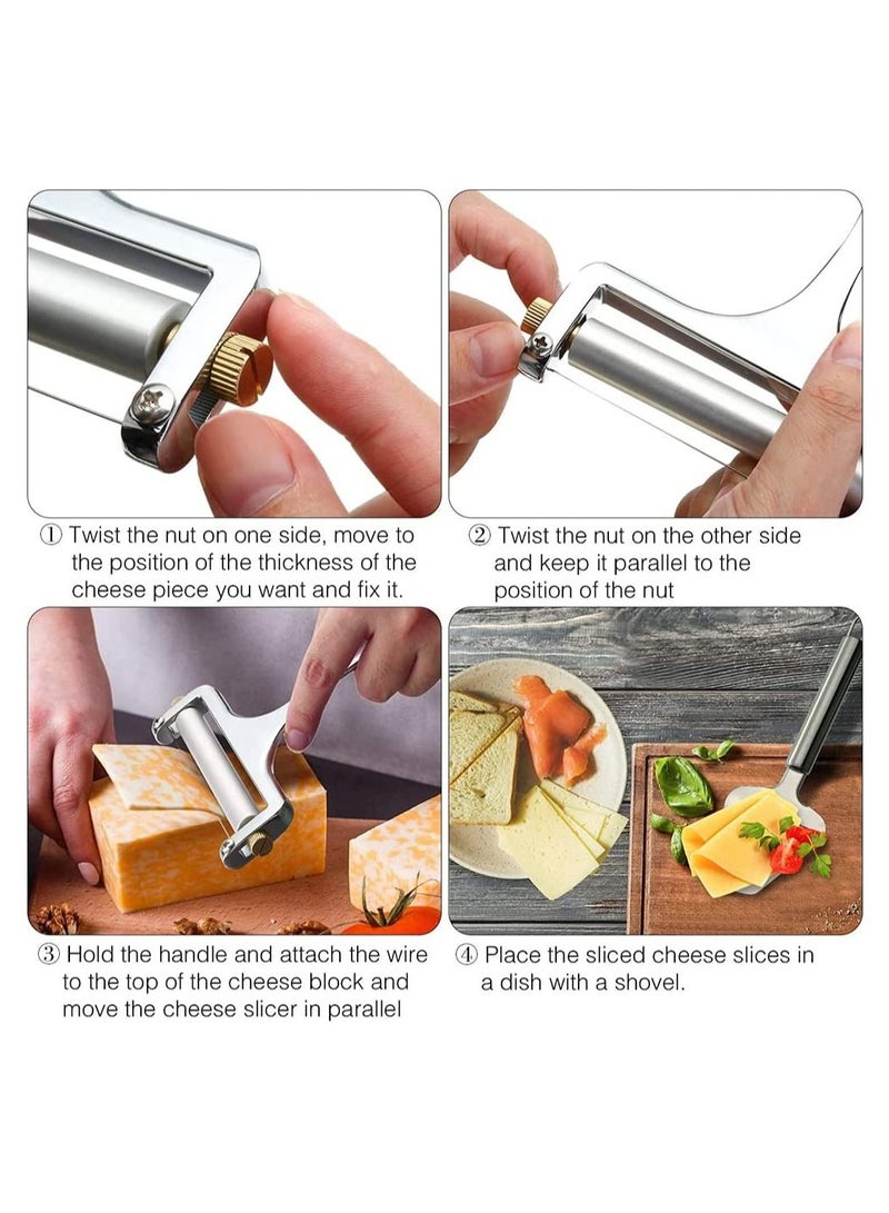SYOSI 2 Pieces of Stainless Steel Cheese Spatula and 1 Piece of Cheese Planer Slicer Special Knife for Household Cheese Flat Cheese Slicer for Soft Semi Hard and Hard Cheese Perfect Cooking Tool  - Image 5