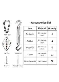 KASTWAVE Shade Sail Hardware Kit 6 inch for Triangle Rectangle Sun Shade Sail Installation, 304 Grade Stainless for Garden Outdoors, 80 Pcs  - Image 3