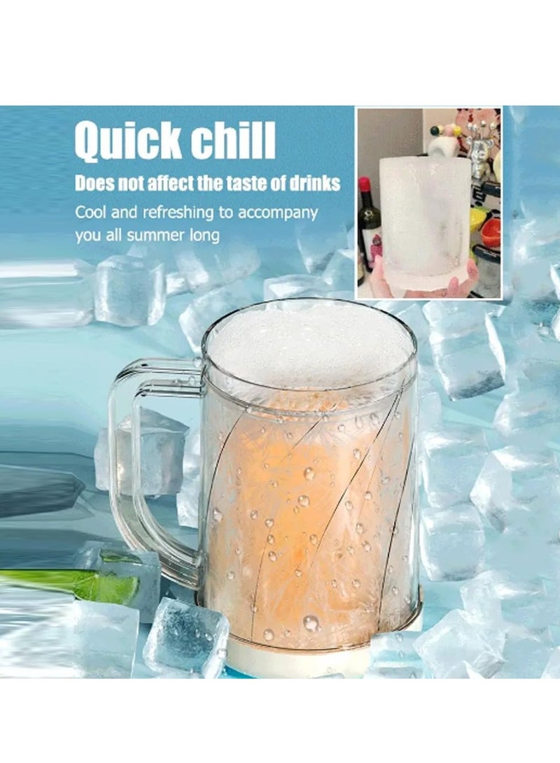 SOLARAE كوب بيرة مزدوج الطبقة بارد، أكواب بيرة مثلجة، كوب بيرة سميك مع مقبض، أكواب بيرة شفافة، أكواب شرب، للحفلات المنزلية والشاطئ في الهواء الطلق، كوب بيرة كبير سعة 20 أونصة - Image 2