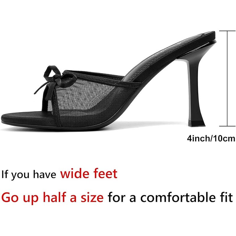 Mostrin Kitten Heels for Women Round Toe Heels With Bow Vintage Mules Sexy Slip on Stiletto Backless Sandals for Party Daily - Image 4