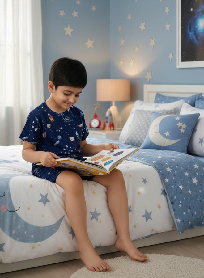 Anthrilo Navy Blue Space Print T-Shirt and Shorts Set - Image 5