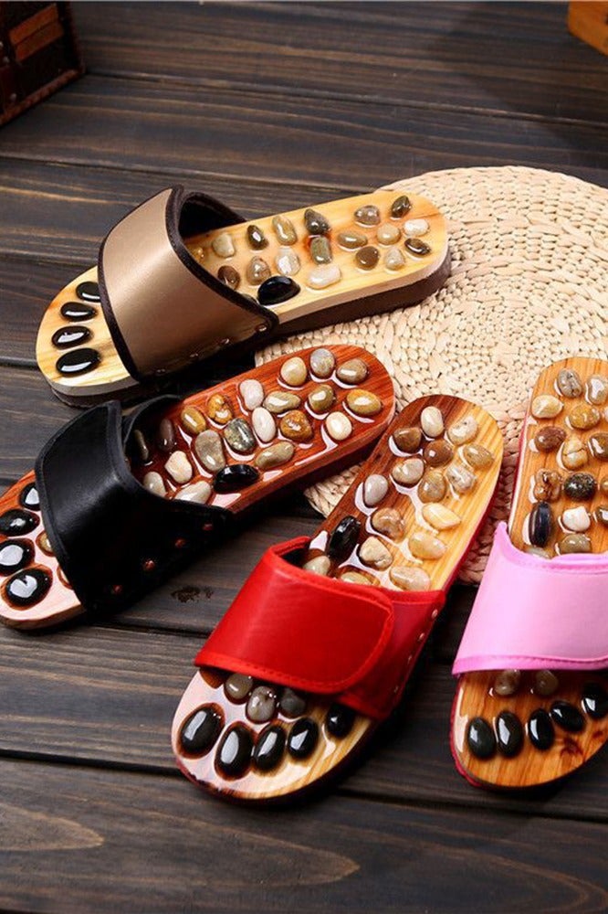 Generic Adult Pebble Stone Acupressure Massage Slippers Therapeutic Reflexology Sandals for Foot Acupoint Massage Neuropathy Arthritis Plantar Fasciitis Pain Relief Massage Shoes For Men And Women  - Image 4