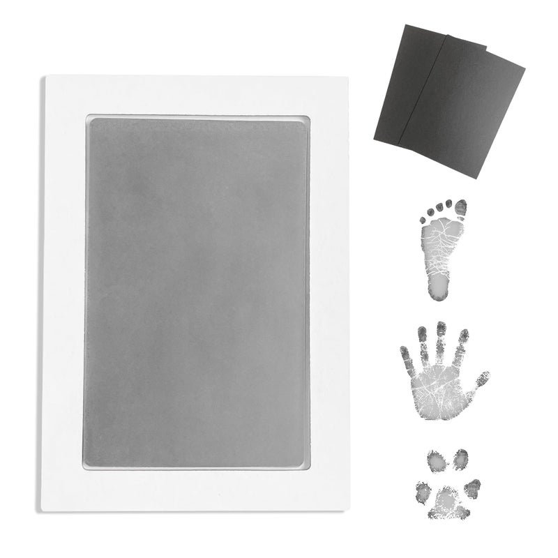 ReignDrop Inkless Large Clean Touch Ink Pad Kit for Baby Footprint Handprint Pet Paw Print No Ink Mess Baby Safe One Time Use Includes 2 Cardstocks CleanTouch Silver - Image 2
