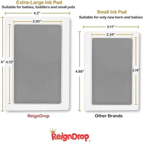 ReignDrop Inkless Large Clean Touch Ink Pad Kit for Baby Footprint Handprint Pet Paw Print No Ink Mess Baby Safe One Time Use Includes 2 Cardstocks CleanTouch Silver - Image 3
