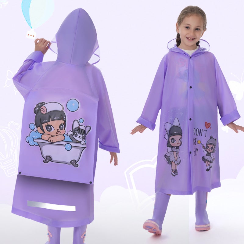 New 6-12 Years Old Boys' And Girls' Baby Poncho Primary School Children'S Kindergarten Schoolbag Bits Reflective And Taste-Free Children'S Raincoat - Image 1