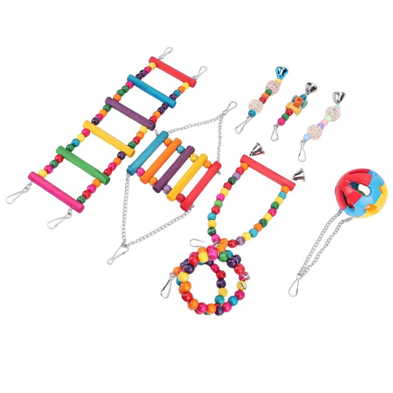 Colorful Bird Hanging Perch Stand Chewing Toy For Play Rest - Image 4