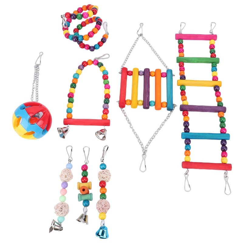 Colorful Bird Hanging Perch Stand Chewing Toy For Play Rest - Image 2