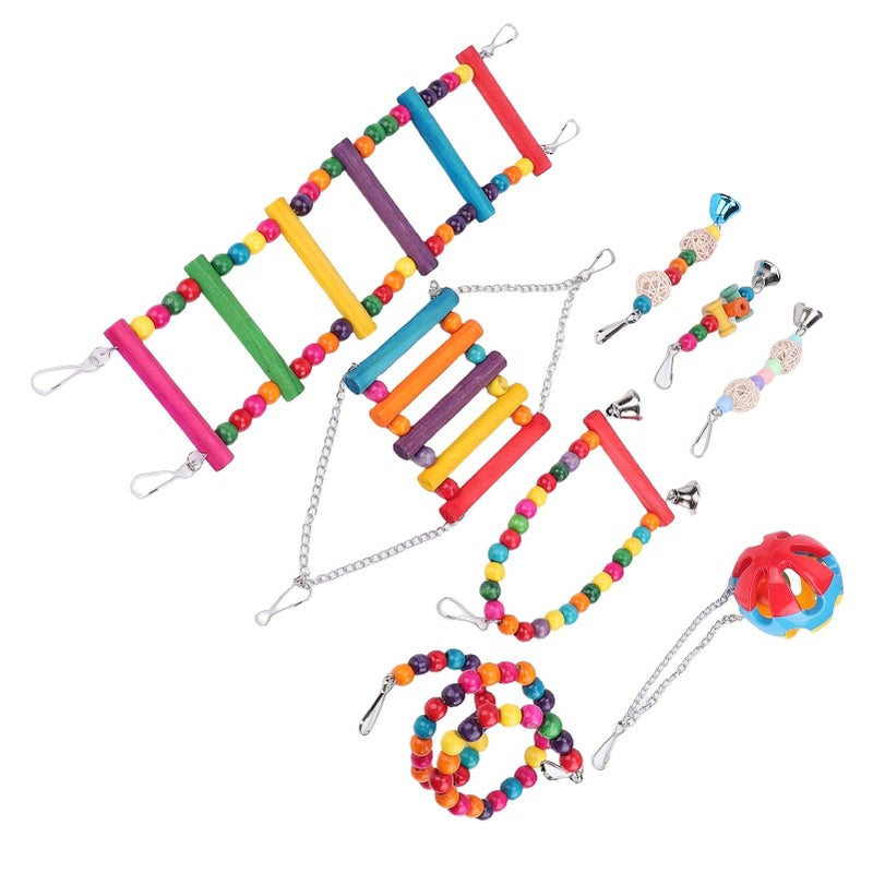 Colorful Bird Hanging Perch Stand Chewing Toy For Play Rest - Image 5