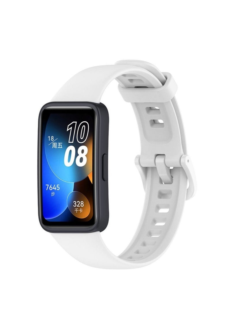 Silicone Sport Smart Watch Band Replacement Strap For Huawei Band 9 (White) - Image 2