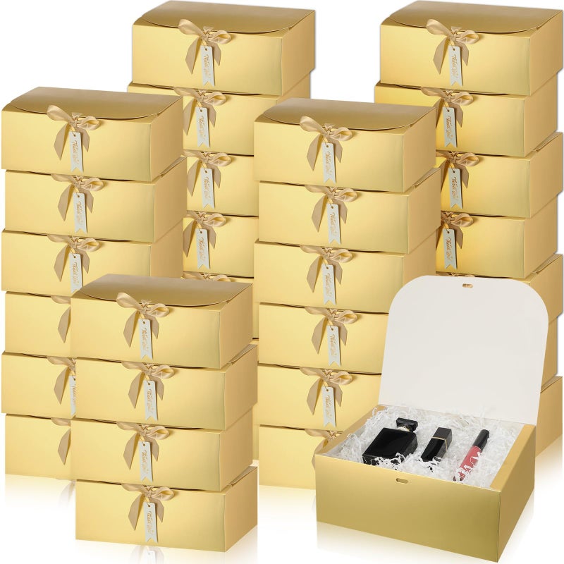 Maxcheck 36 Set Gold Boxes for Bridesmaid Proposal Gold Gift Boxes with Lids 10 x 8 x 4 Inch with Ribbon Thank You Tag and Pin for Wedding Favors Valentine's Day Birthday Party Packaging Present - Image 1