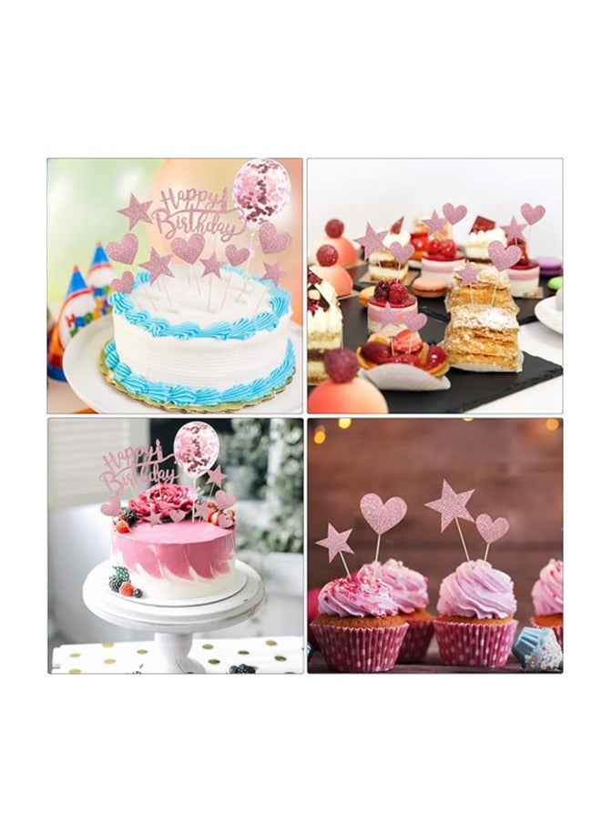 22 Pieces Rose Gold Cake Toppers Happy Birthday Cupcake Topper Rose Gold Cake Decoration Birthday Confetti Balloon for Birthday Party Anniversary Cake Decor  - Image 4