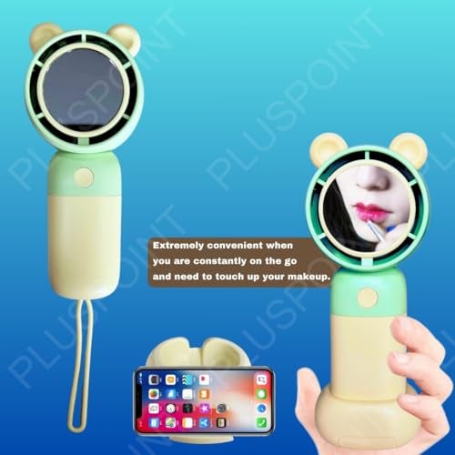 PLUSPOINT Mini Portable Fan Powerful Hand Fan Cute Design 3 Speed Personal Small Desk Fan with stand, Light weight Rechargeable USB Handheld Fan for Girls, Women, Kids, Indoor, Outdoor - Image 3