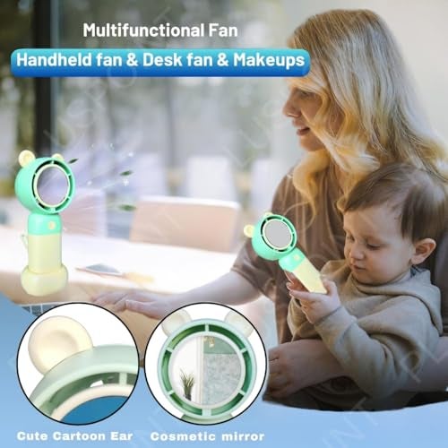 PLUSPOINT Mini Portable Fan Powerful Hand Fan Cute Design 3 Speed Personal Small Desk Fan with stand, Light weight Rechargeable USB Handheld Fan for Girls, Women, Kids, Indoor, Outdoor - Image 2