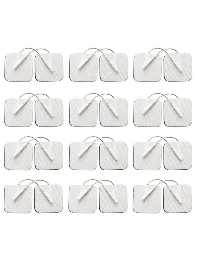 24PCS TENS Unit Replacement Pads 2X2, Latex Free Electrodes Compatible with TENS Machine Use 2mm Pin Connector Lead Wires Such as AUVON TENS, TENS 7000, Etekcity, Nicwell Care Tens