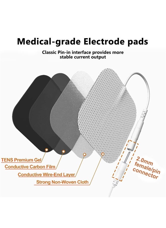 24PCS TENS Unit Replacement Pads 2X2, Latex Free Electrodes Compatible with TENS Machine Use 2mm Pin Connector Lead Wires Such as AUVON TENS, TENS 7000, Etekcity, Nicwell Care Tens