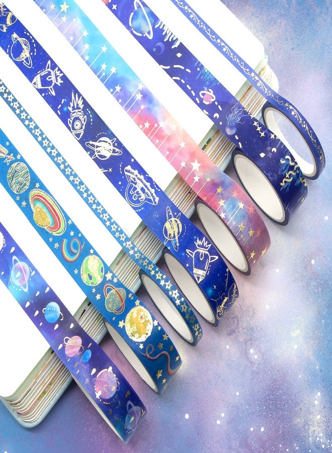 WAPETASHI 24 Rolls Washi Tape Set - Gold Foil Galaxy Decorative Masking Tape Constellation,Stars,Celestial,Adhesive Tape for Bullet Journal,Diy Craft,Scrapbooking Supplies,Gift Wrapping,Party decoration - Image 3