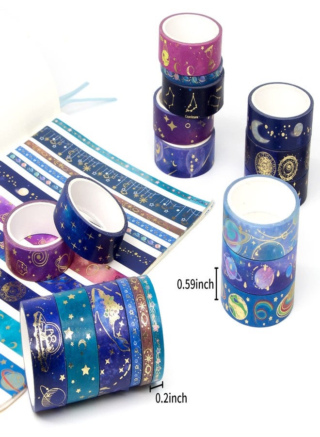 WAPETASHI 24 Rolls Washi Tape Set - Gold Foil Galaxy Decorative Masking Tape Constellation,Stars,Celestial,Adhesive Tape for Bullet Journal,Diy Craft,Scrapbooking Supplies,Gift Wrapping,Party decoration - Image 4