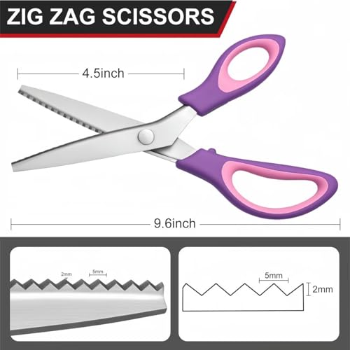WFOEJEJ Pinking Shears， Zig Zag Scissors for Fabric，Pinking Shears for Fabric Cutting,Professional Handheld Dressmaking - Image 2