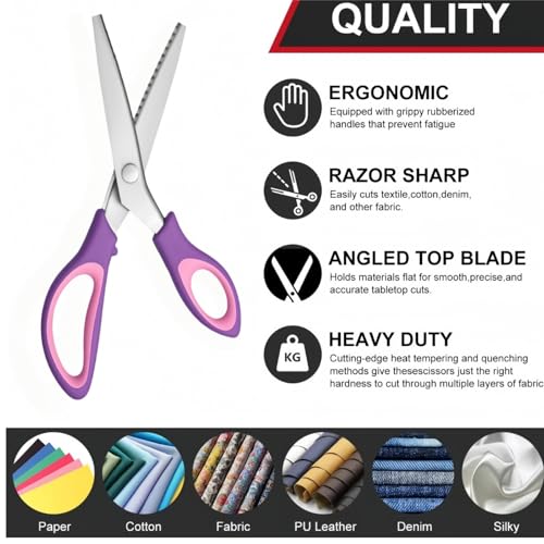WFOEJEJ Pinking Shears， Zig Zag Scissors for Fabric，Pinking Shears for Fabric Cutting,Professional Handheld Dressmaking - Image 3