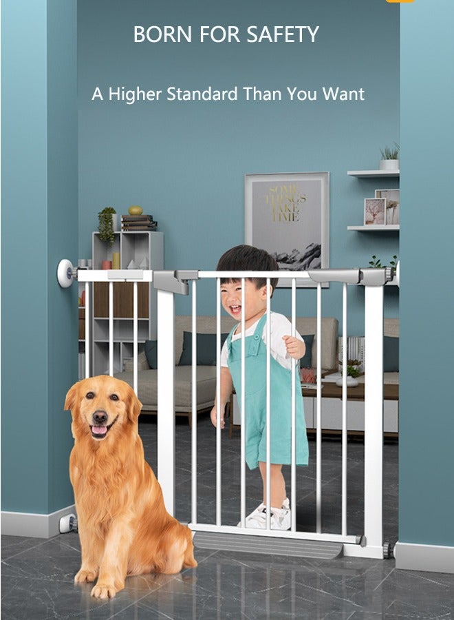 OASIS DESERT 83--146cm Baby Gate for Stairs & Doorways, 76cm Tall,  Including 7cm, 14cm, 42cm Extension Rack， Extra-Wide Dog Gate with 2-Way Swing, Easy Walk-Through & Dual Lock, Pressure Mount Child Safety Gate for Indoor Use – White - Image 5