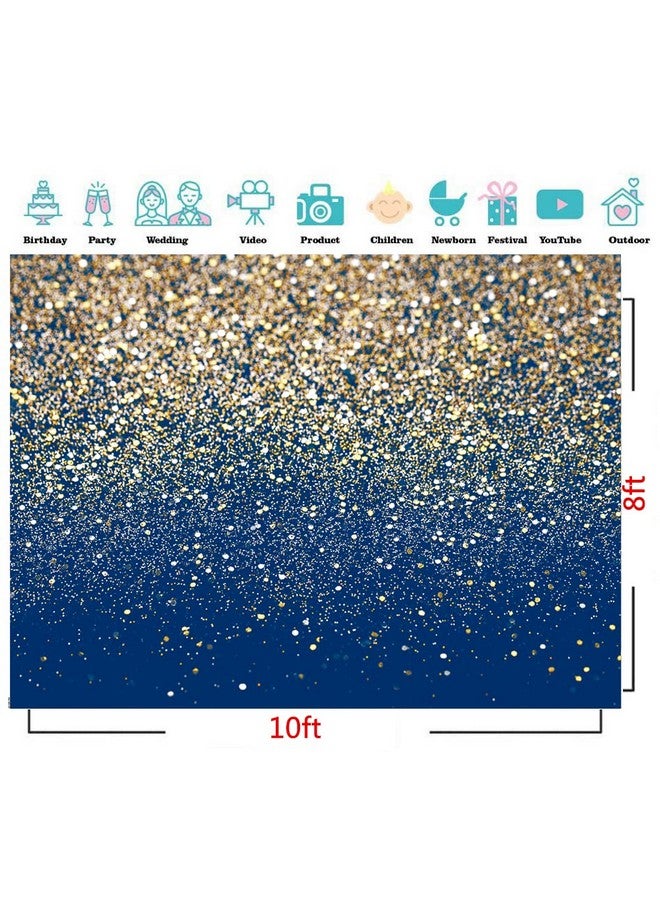 CYLYH 10X8Ft Blue And Gold Backdrop Golden Spots Backdrop Vinyl Photography Backdrop Vintage Astract Background For Family Birthday Party Newborn Studio Props D595 - Image 4