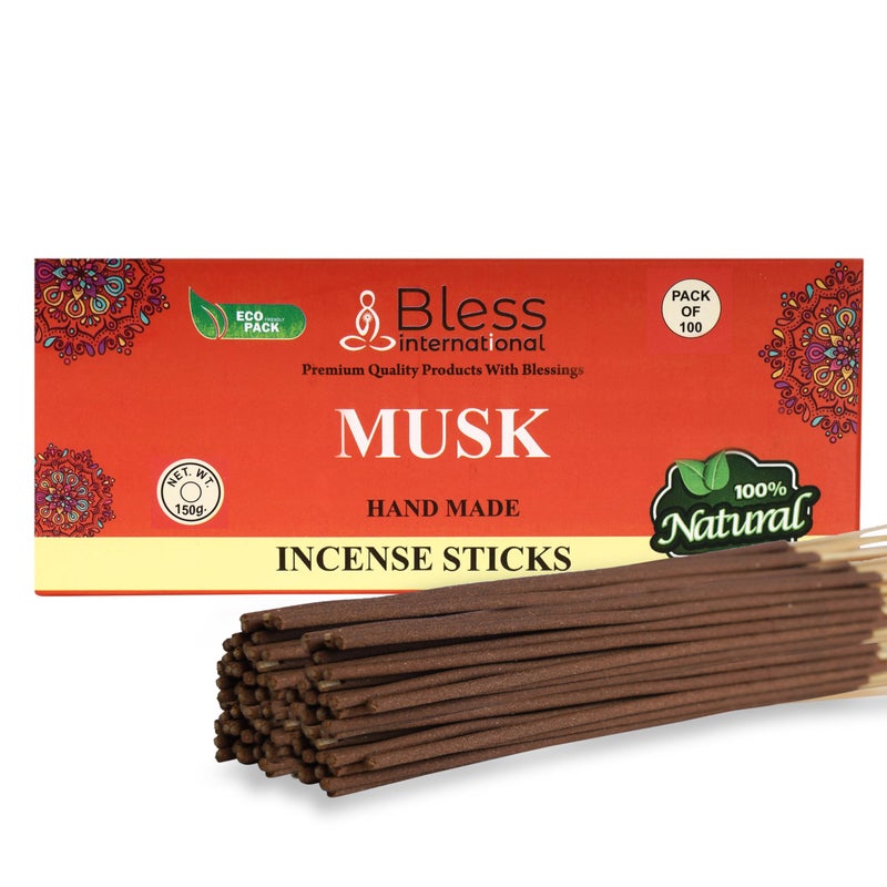 Bless International Bless-Musk-Incense-Sticks 100%-Natural-Handmade-Hand-Dipped-Incense-Sticks Organic-Chemicals-Free for-Purification-Relaxation-Positivity-Yoga-Meditation The-Best-Woods-Scent (25 Sticks (40GM)) - Image 1