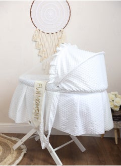 FUN MOMENT Portable Baby Moses Basket Cot with Durable Stand White Color  - Image 2