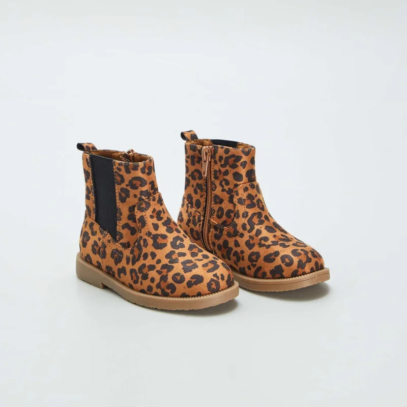 Kiabi Leopard Print Chelsea Boots Brown
