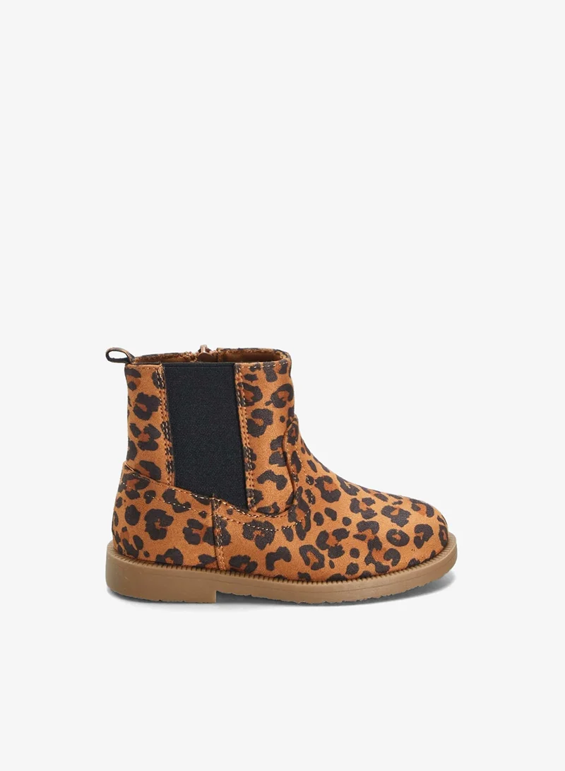 Kiabi Leopard Print Chelsea Boots Brown