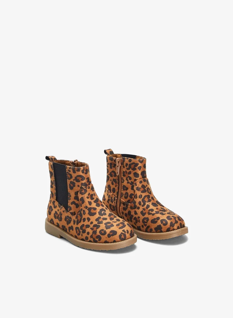 Kiabi Leopard Print Chelsea Boots Brown